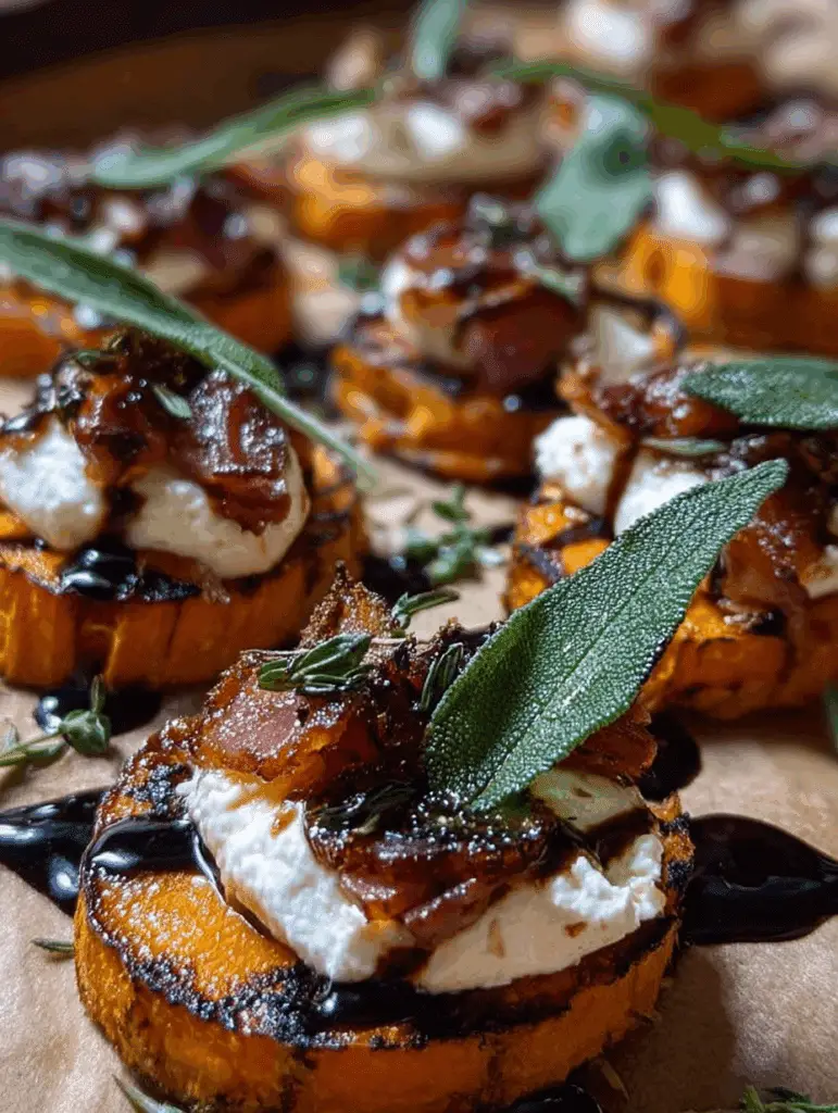 Burrata-Topped Sweet Potato Rounds with Fig Balsamic and Crispy Sage
