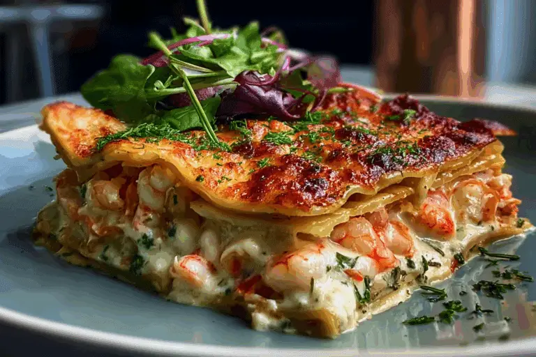 Seafood Lasagna with Creamy White Sauce