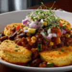Roasted Vegetable Chili with Cornbread Biscuits