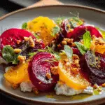 Roasted Beet Carpaccio with Whipped Goat Cheese & Orange Crunch